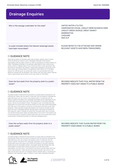 The drainage enquiries, each with a guidance note